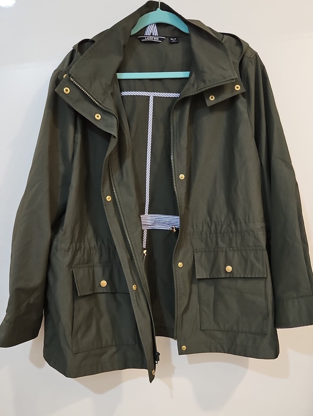 Lands' End Women's Olive Green Hooded  Jacket